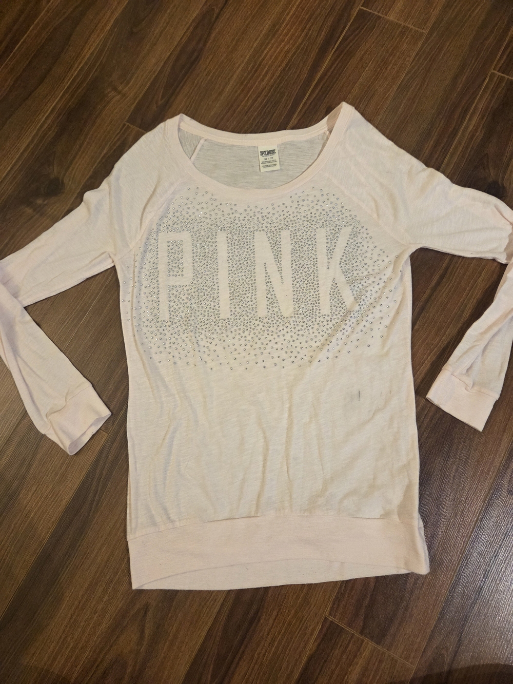 Victoria’s Secret PINK Rhinestone Bling Long Sleeve Top Pink XS